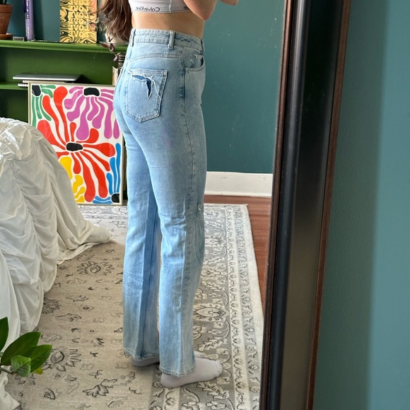 BERSHKA DENIM High Rise Straight Distressed Jeans - Picture 4 of 8